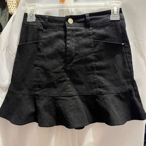 Black jean ruffled skirt mini